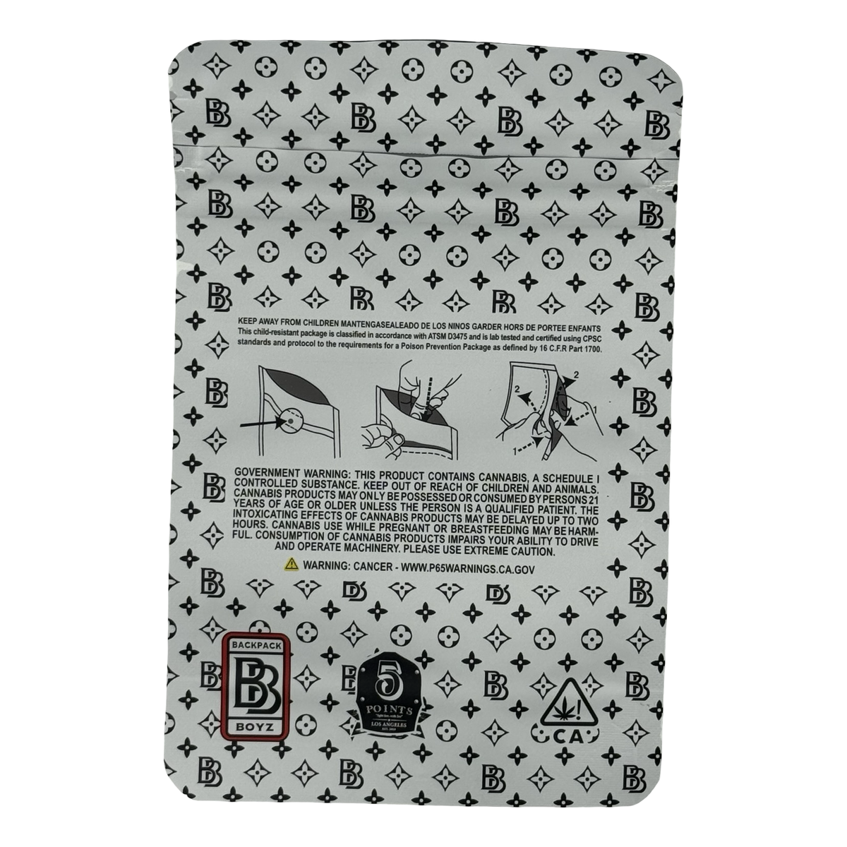 Merry Christmas 2018 Release (Retro) Mylar Bags 3.5g Backpack Boyz — 3.5g pre-printed mylar bag — back