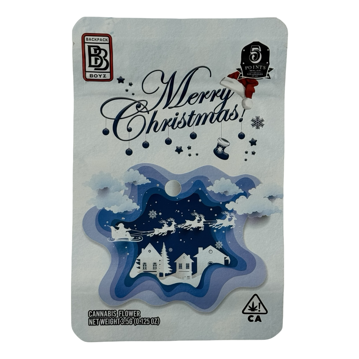 Merry Christmas 2019 Release (Retro) Mylar Bags 3.5g Backpack Boyz — 3.5g pre-printed mylar bag — front