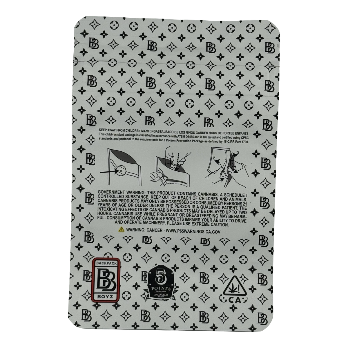 Merry Christmas 2019 Release (Retro) Mylar Bags 3.5g Backpack Boyz — 3.5g pre-printed mylar bag — back