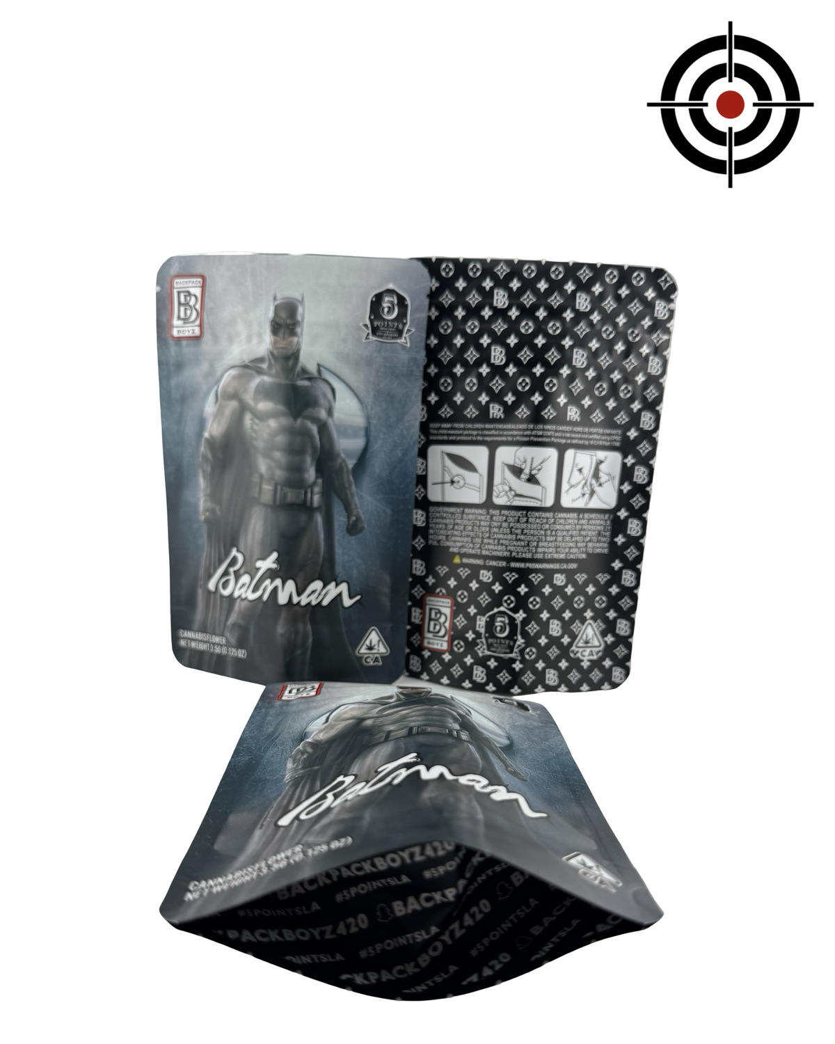 Masked Man (Retro) Mylar Bags 3.5g Backpack Boyz — 3.5g pre-printed mylar bag — front, back & gusset