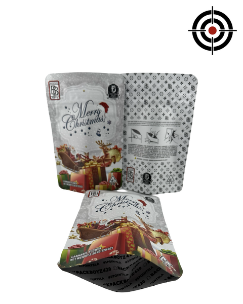 Merry Christmas 2018 Release (Retro) Mylar Bags 3.5g Backpack Boyz — 3.5g pre-printed mylar bag — front, back & gusset