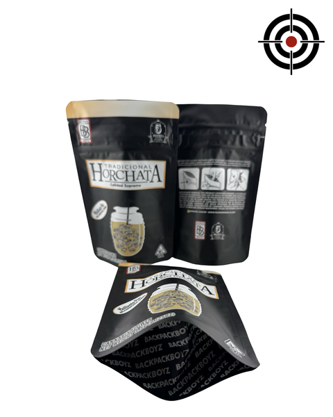 Horchata (Retro) Mylar Bags 3.5g Backpack Boyz — 3.5g pre-printed mylar bag — front, back & gusset