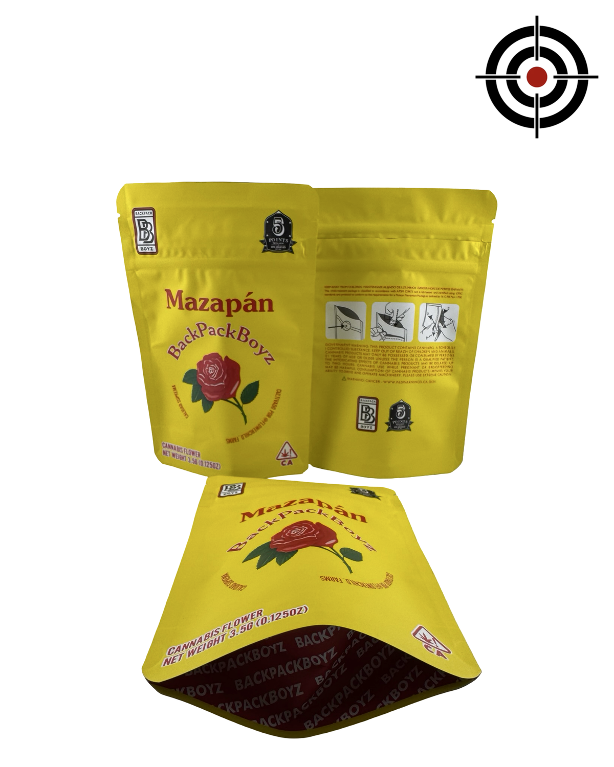 Mazapan (Retro) Mylar Bags 3.5g Backpack Boyz — 3.5g pre-printed mylar bag — front, back & gusset