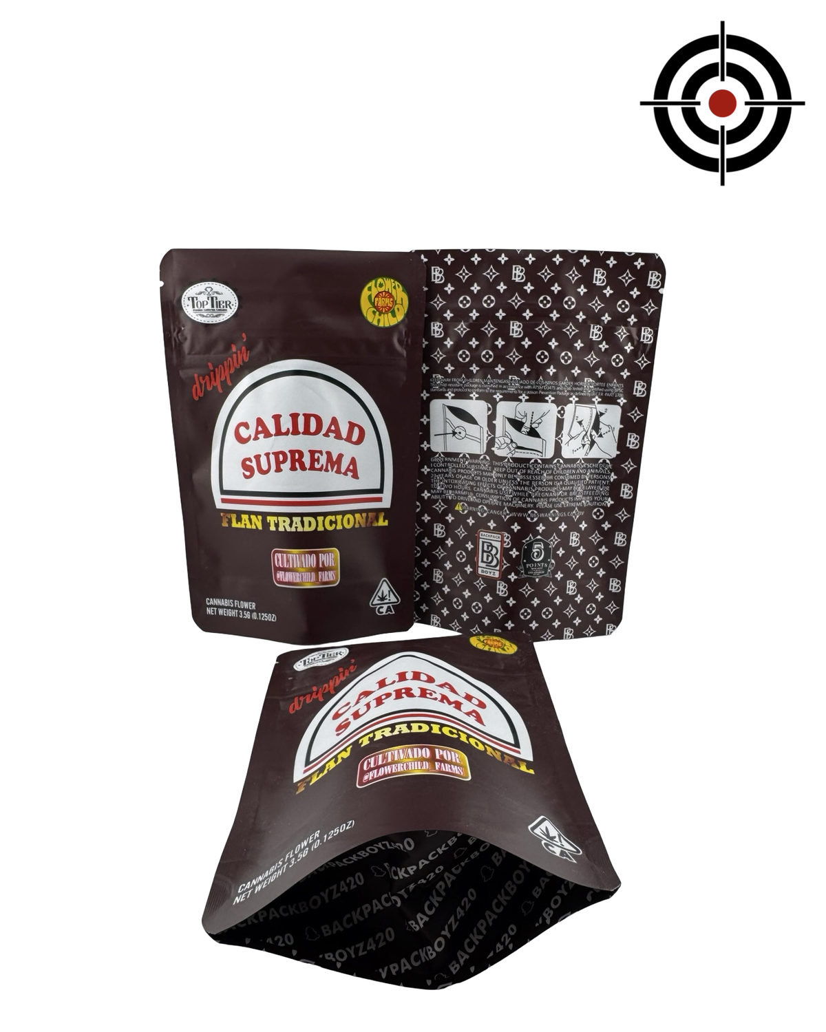 Calidad Suprema (Retro) Mylar Bags 3.5g Backpack Boyz — 3.5g pre-printed mylar bag — front, back & gusset
