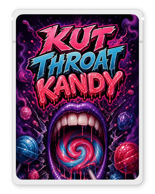 KUT THROAT KANDY custom 4"x5" mylar bag design (front)