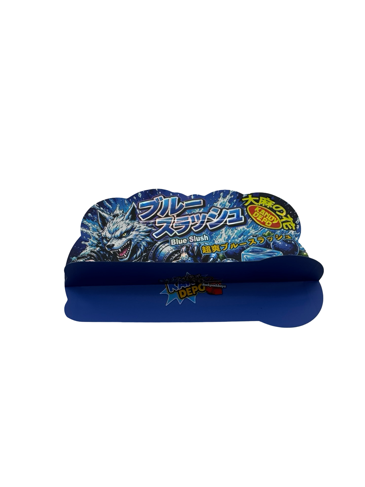 Blue Slush Kandy Depo mylar bag printed gusset