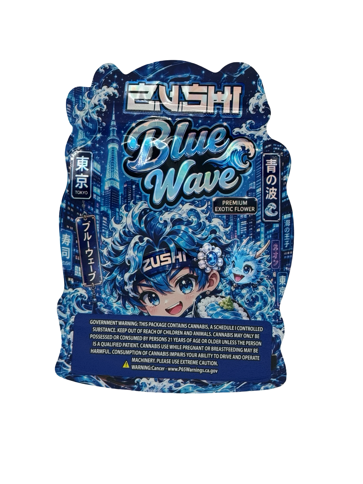 Blue Wave 3.5g Mylar Bags Zushi — back