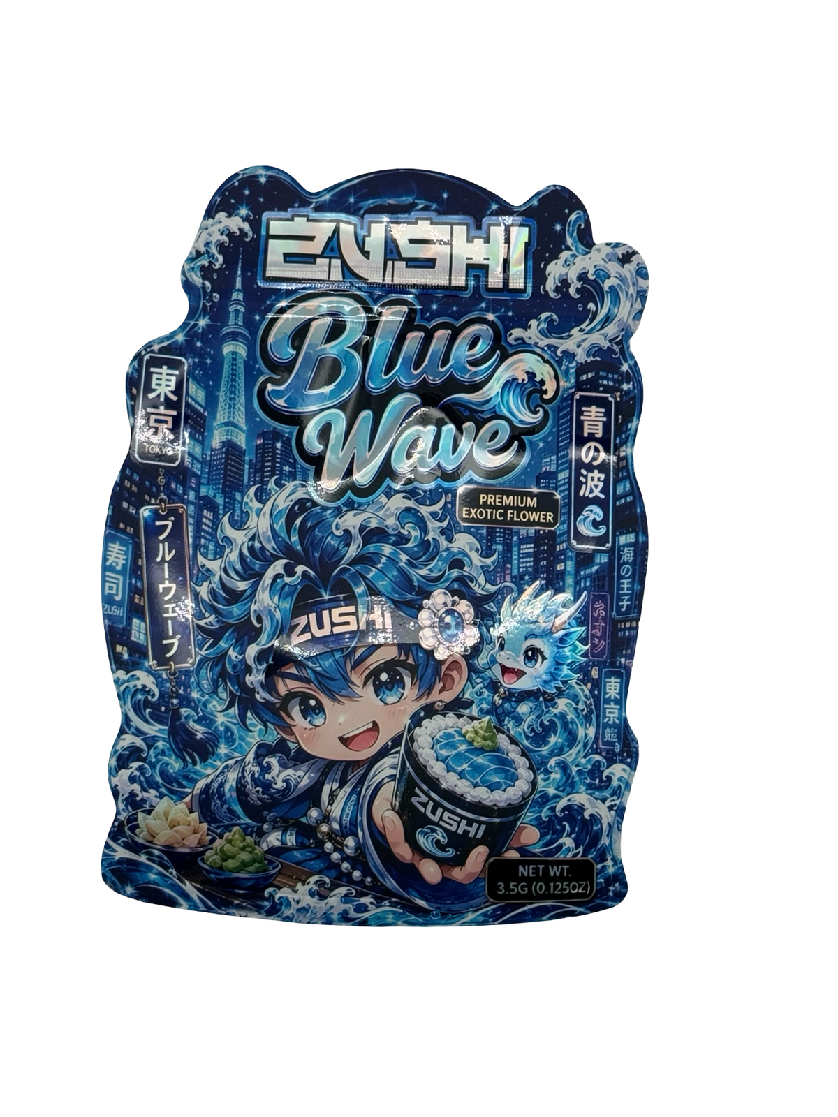 Blue Wave 3.5g Mylar Bags Zushi — front