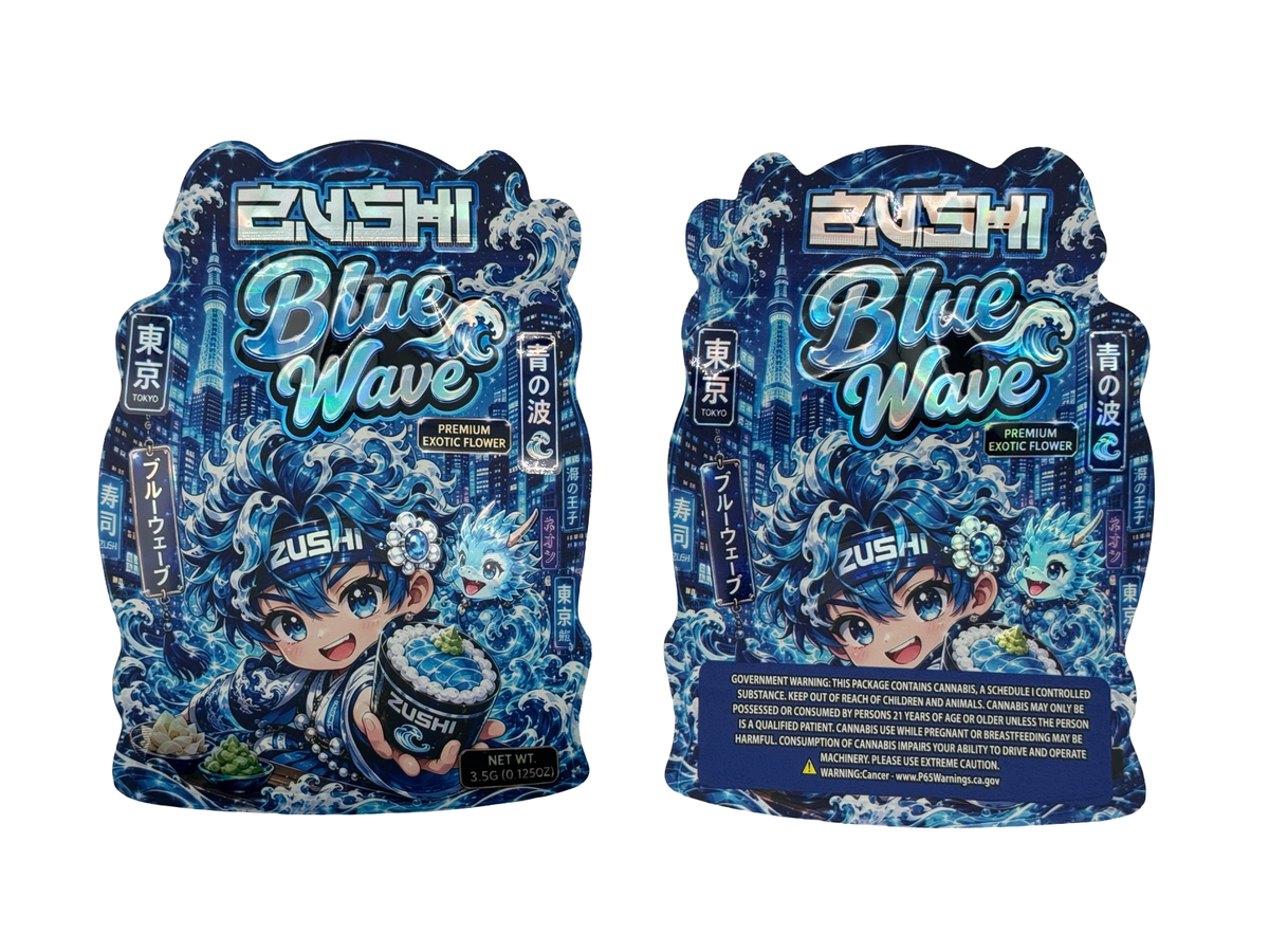 Blue Wave 3.5g Mylar Bags Zushi — group shot
