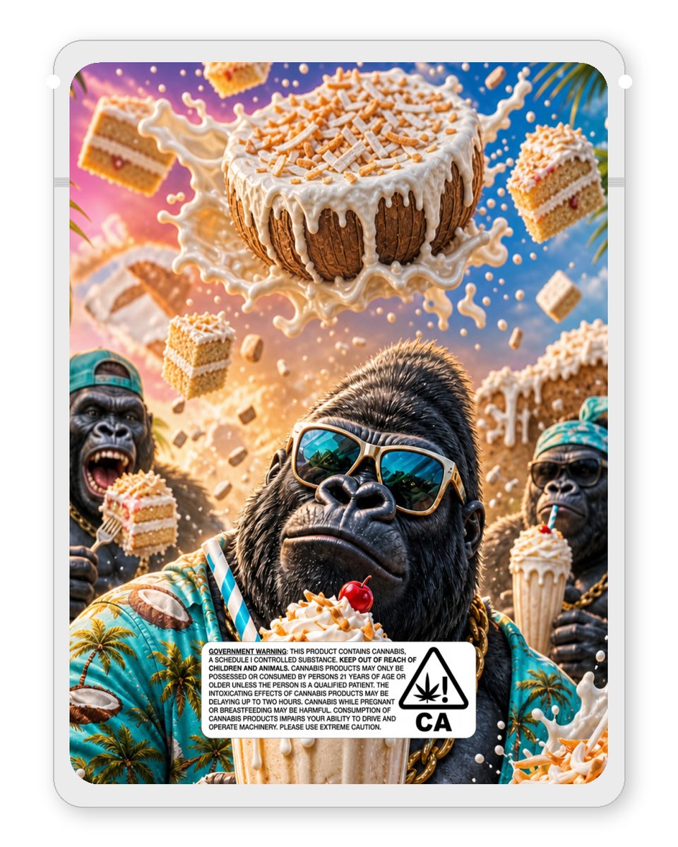 Coconut Cake milkshake custom 4"x5" mylar bag design (back)