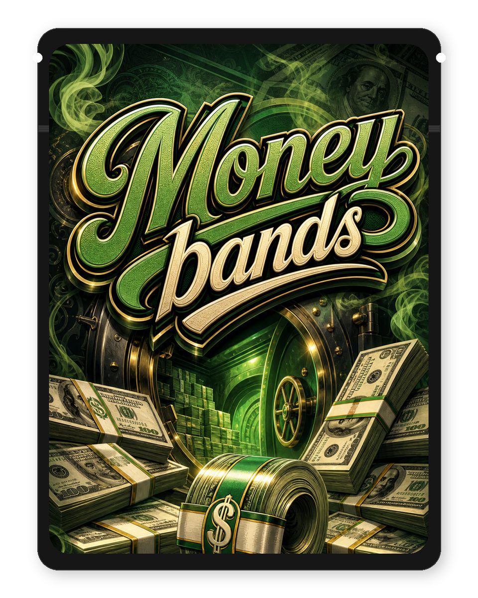 Money bands custom 4"x5" mylar bag design (front)