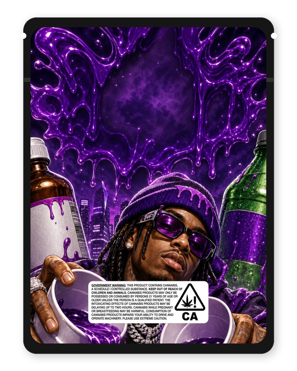 Tris Syrup custom 4"x5" mylar bag design (back)
