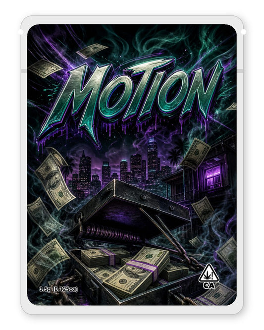 motion custom 4"x5" mylar bag design (front)