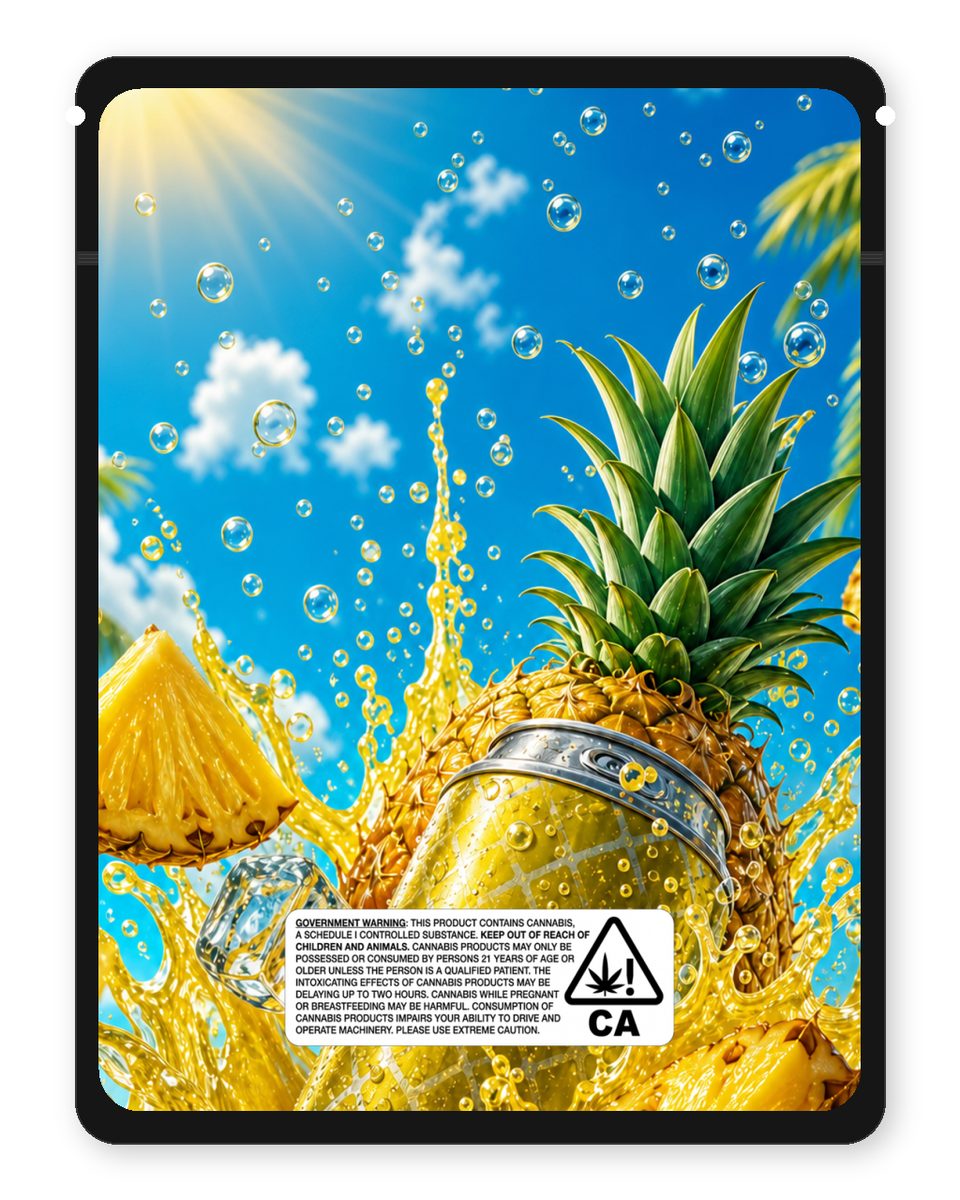 Pineapple Soda custom 4"x5" mylar bag design (back)
