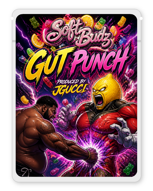 Gut punch custom 4"x5" mylar bag design (front)