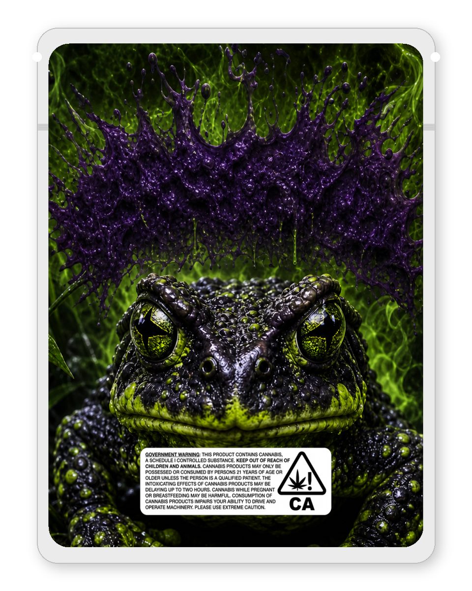 Toad Venom custom 4"x5" mylar bag design (back)