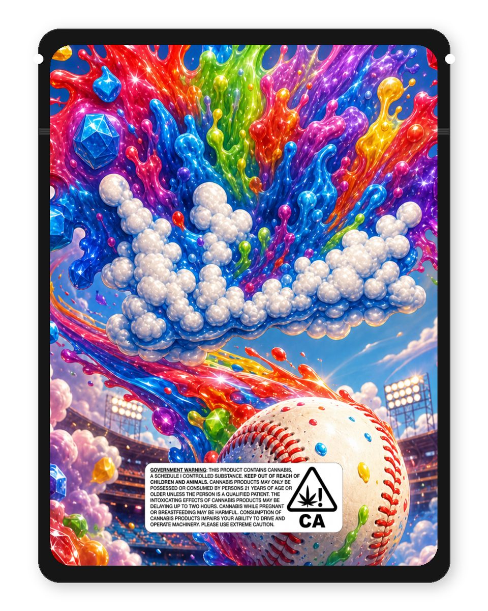 Gushers HomeRun Kloudz custom 4"x5" mylar bag design (back)