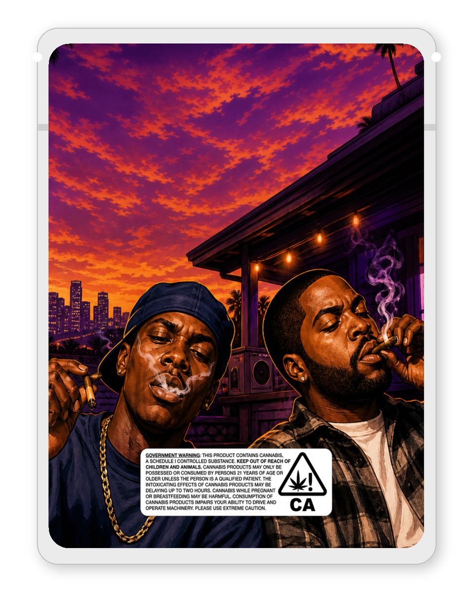 FRIEDAYS custom 4"x5" mylar bag design (back)