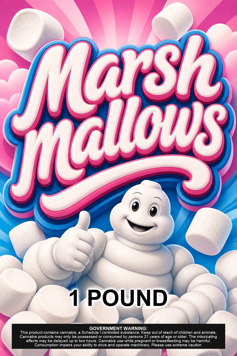 Marshmallows custom 6x9 pound bag sticker / turkey-bag flavor label