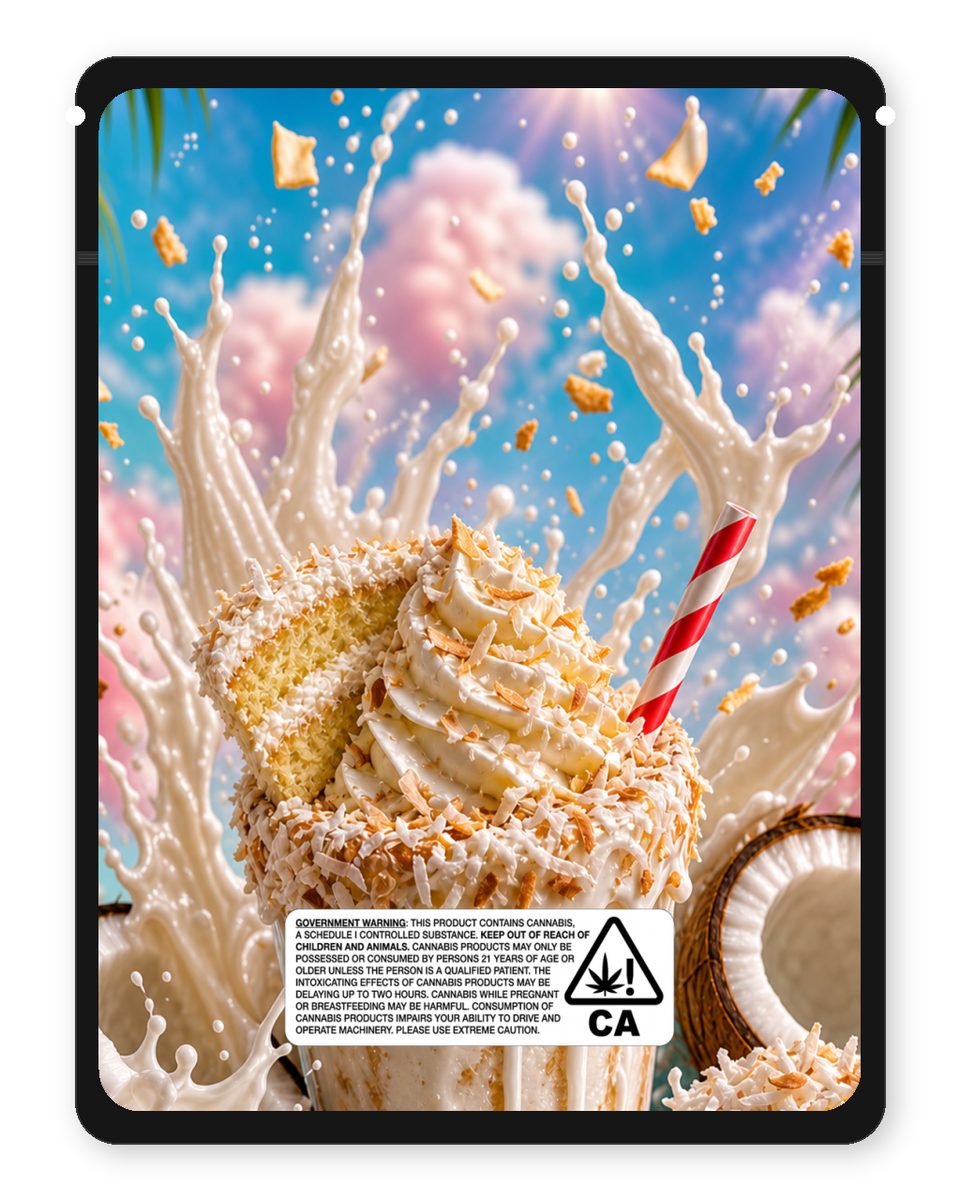 Coconut cake milkshake custom 4"x5" mylar bag design (back)