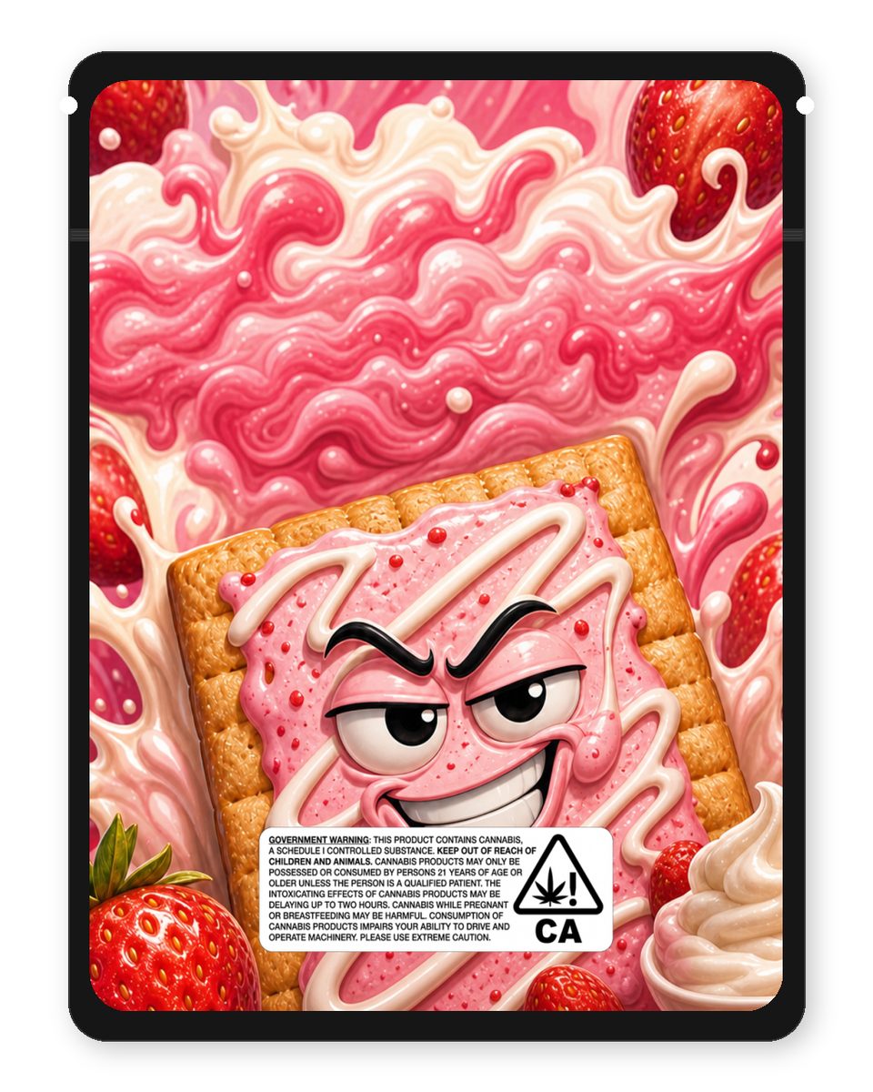 Strawberry Cream custom 4"x5" mylar bag design (back)