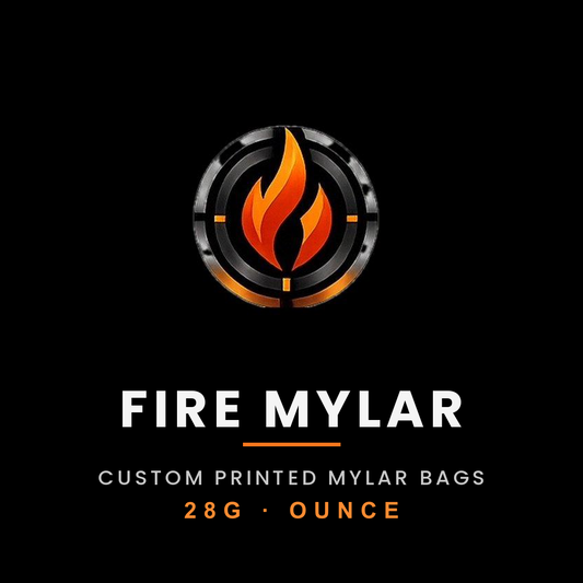 Custom printed 28g (1 oz) mylar bags — Fire Mylar