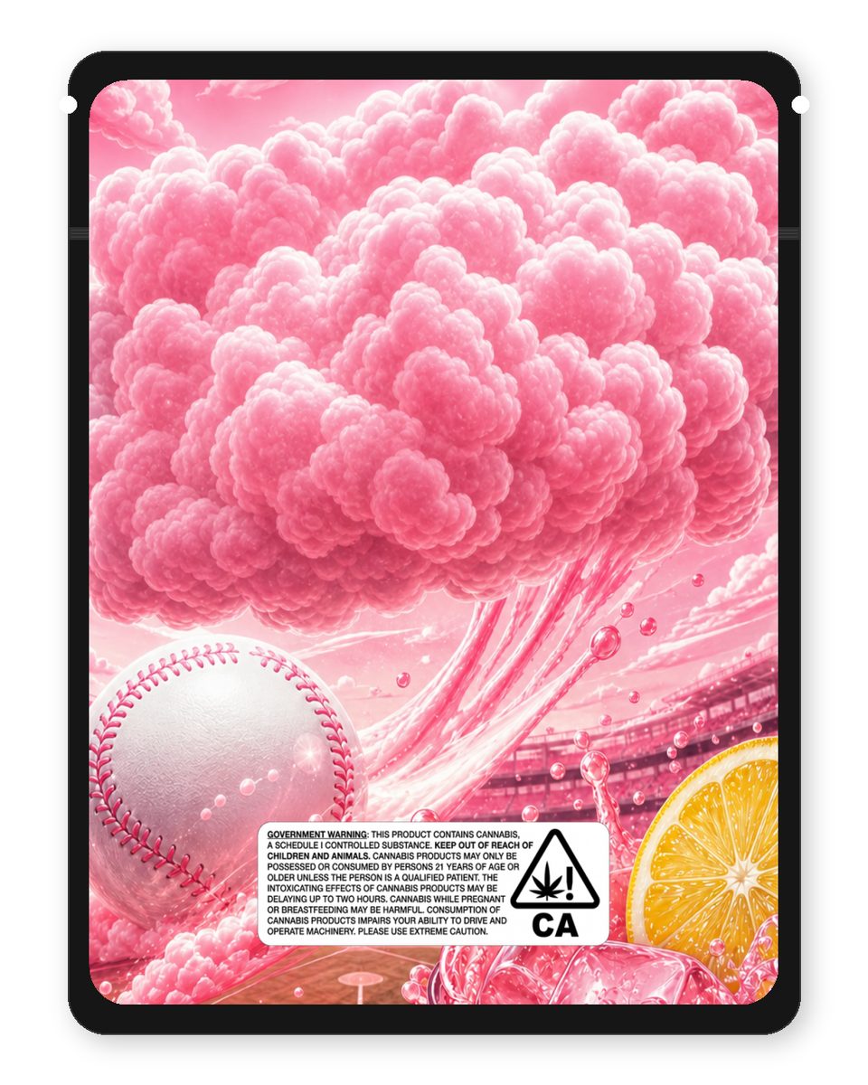 HomeRun Kloudz pink lemonade custom 4"x5" mylar bag design (back)