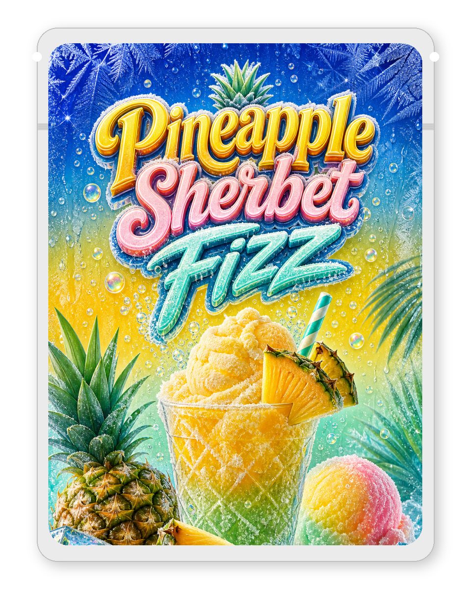 Pineapple Sherbet Fizz Custom Mylar Bag - Design 2