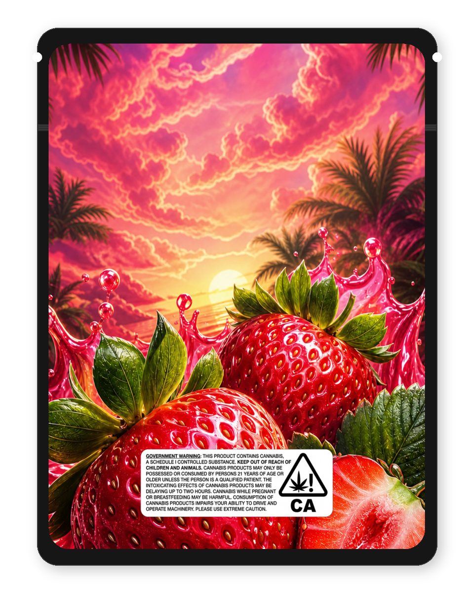 Strawberries custom 4"x5" mylar bag design (back)