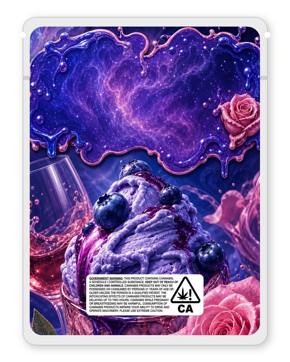 Bluelato rozay custom 4"x5" mylar bag design (back)