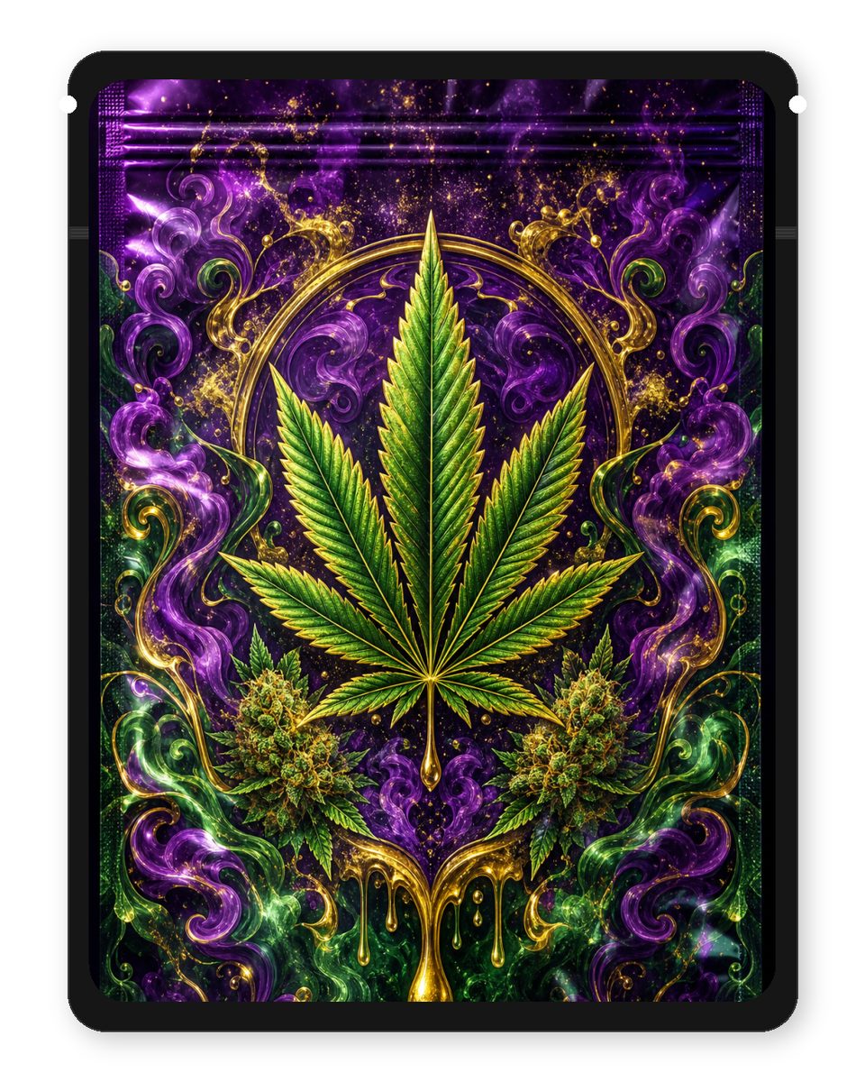 GOTHEM custom 4"x5" mylar bag design (back)