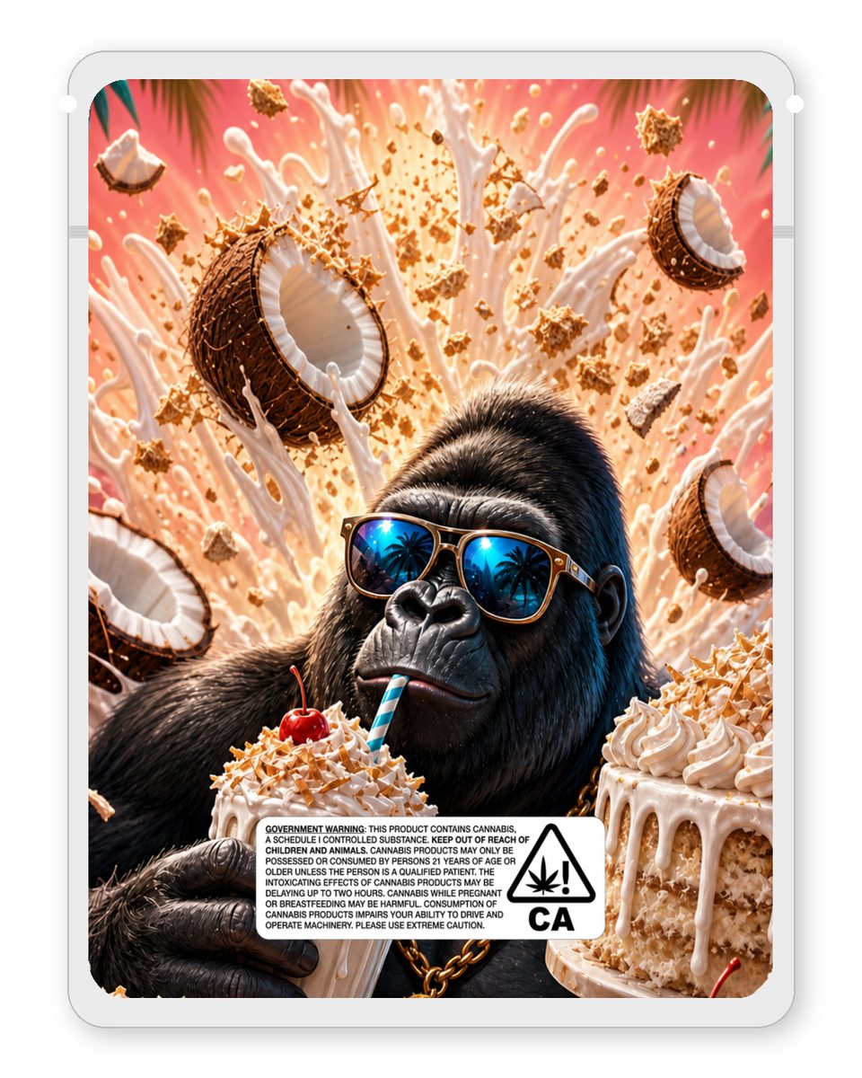 Coconut Cake milkshake custom 4"x5" mylar bag design (back)