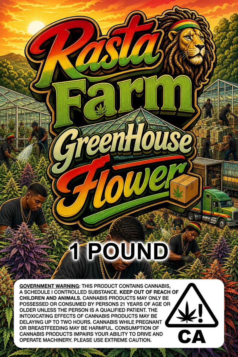 Rasta🦁Farm GreenHouse📦Flower custom 6x9 pound bag sticker / turkey-bag flavor label