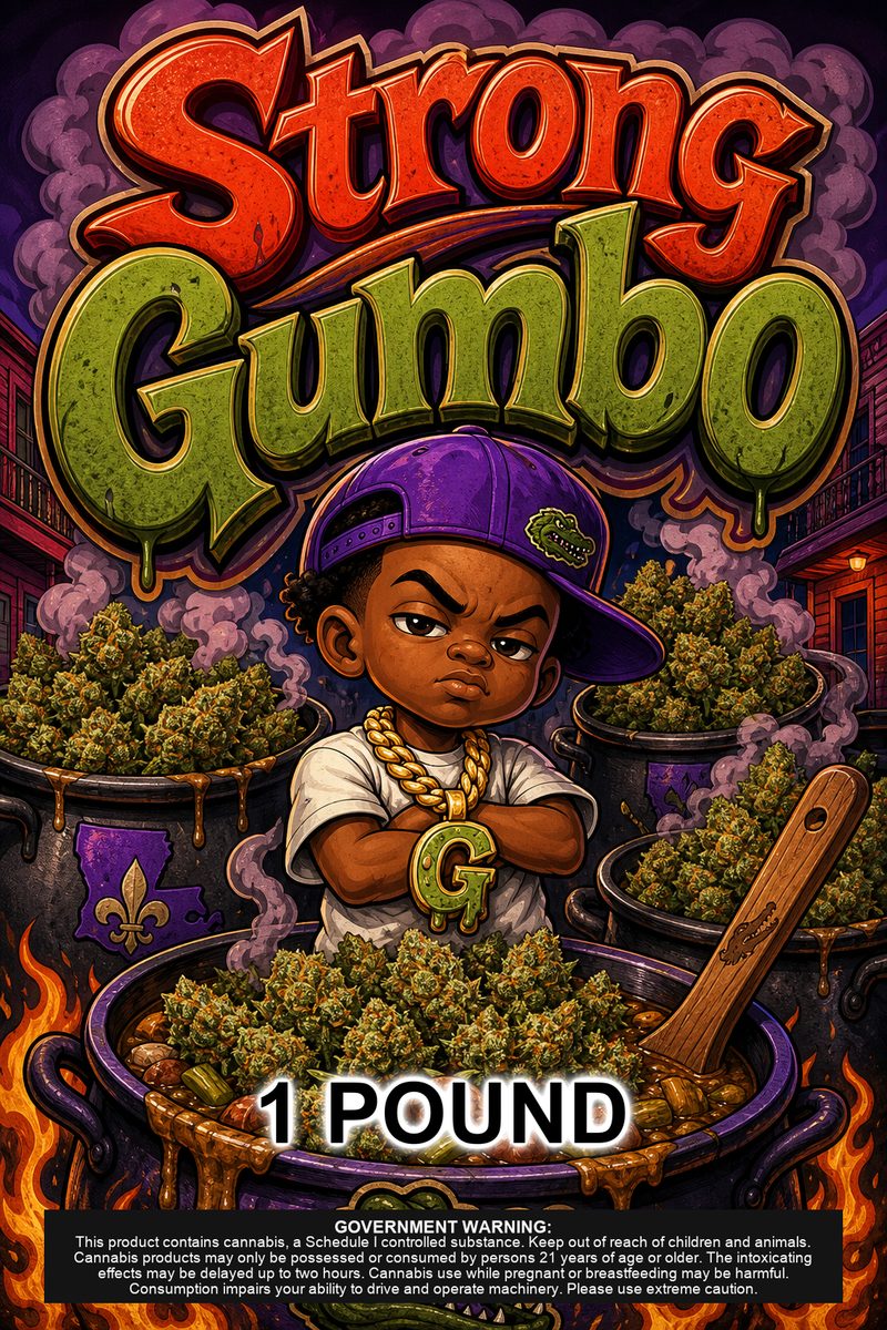 Strong Gumbo custom 6x9 pound bag sticker / turkey-bag flavor label