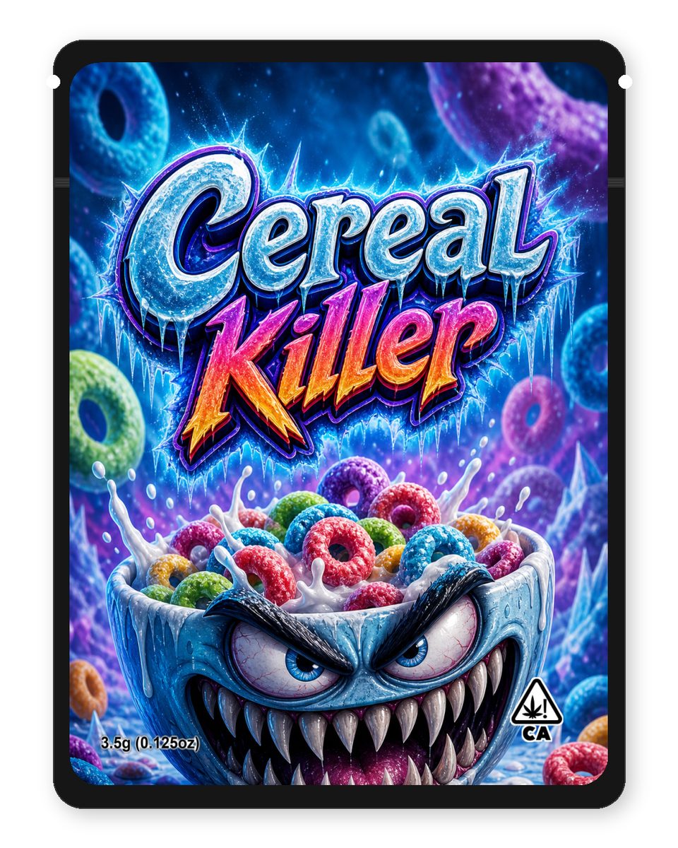 Cereal killer custom 4"x5" mylar bag design (front)