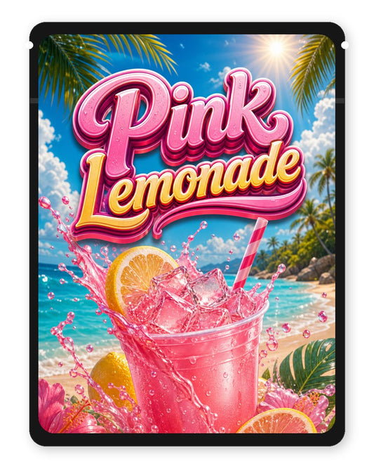 Pink lemonade custom 4"x5" mylar bag design (front)