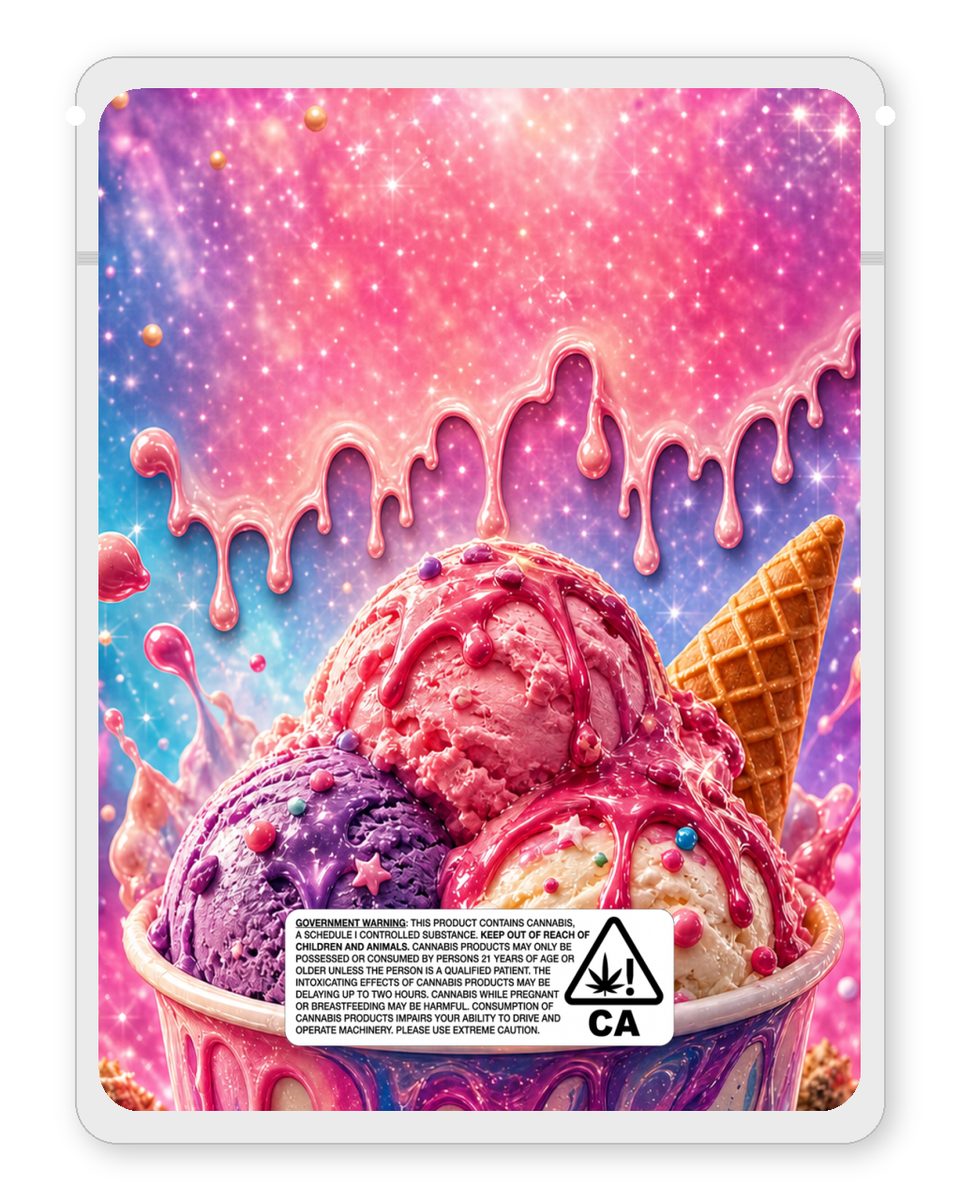 Gelato resin custom 4"x5" mylar bag design (back)