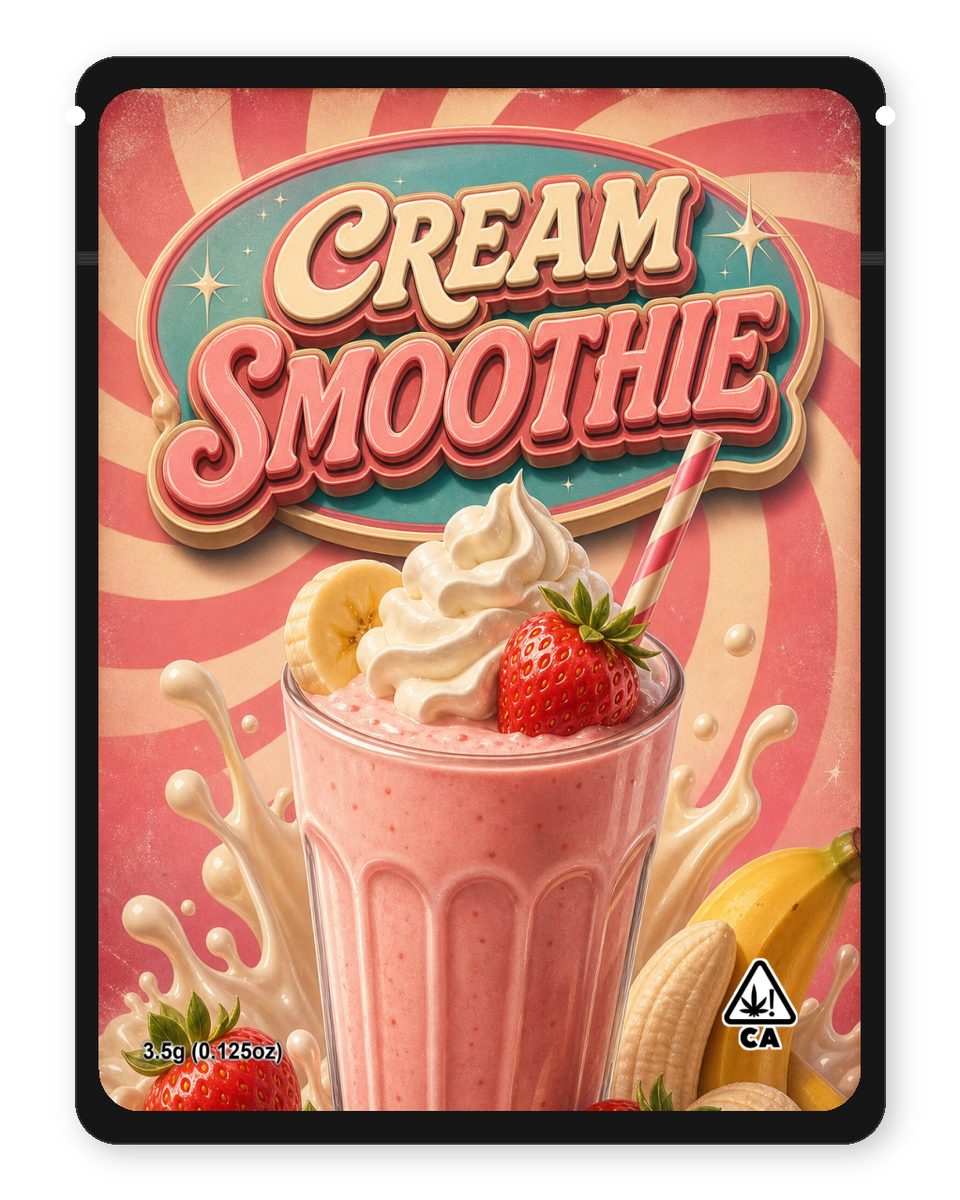 CREAM SMOOTHIE custom 4"x5" mylar bag design (front)