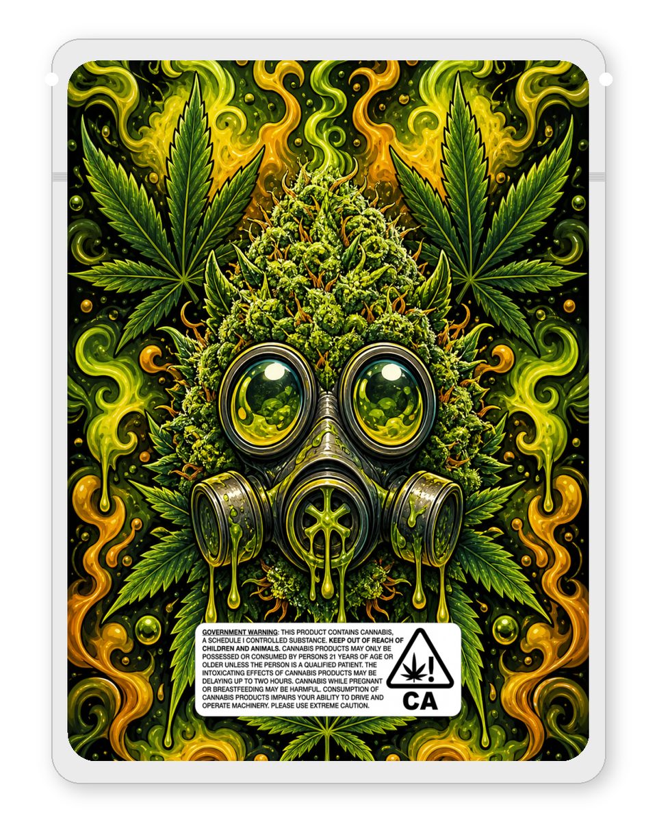 Gas Head custom 4"x5" mylar bag design (back)