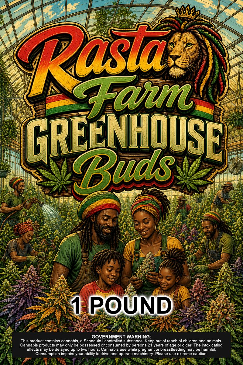 Rasta🦁Farm GreenHouse Buds custom 6x9 pound bag sticker / turkey-bag flavor label