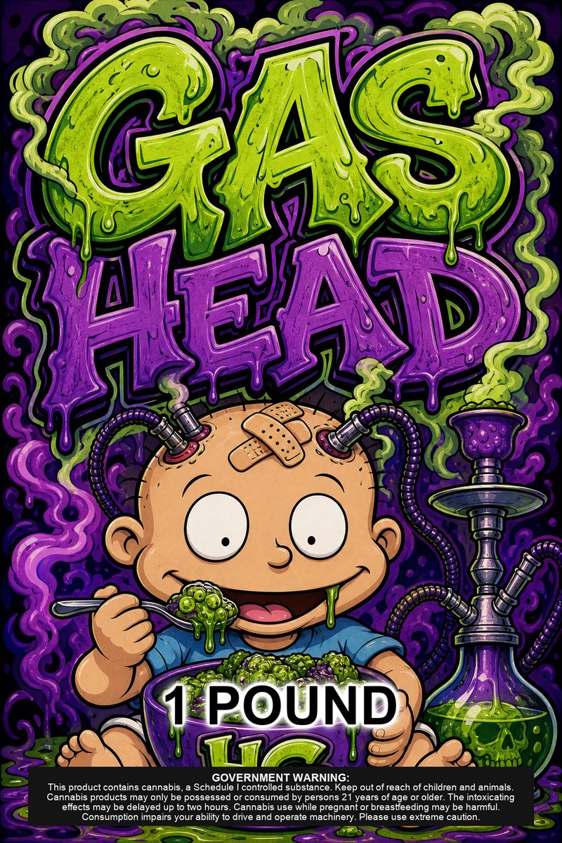 Gas Head custom 6x9 pound bag sticker / turkey-bag flavor label