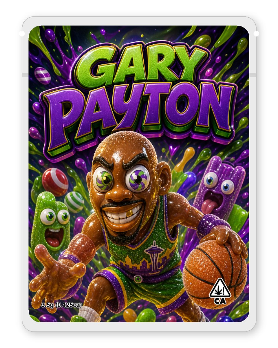 GARY PAYTON custom 4"x5" mylar bag design (front)