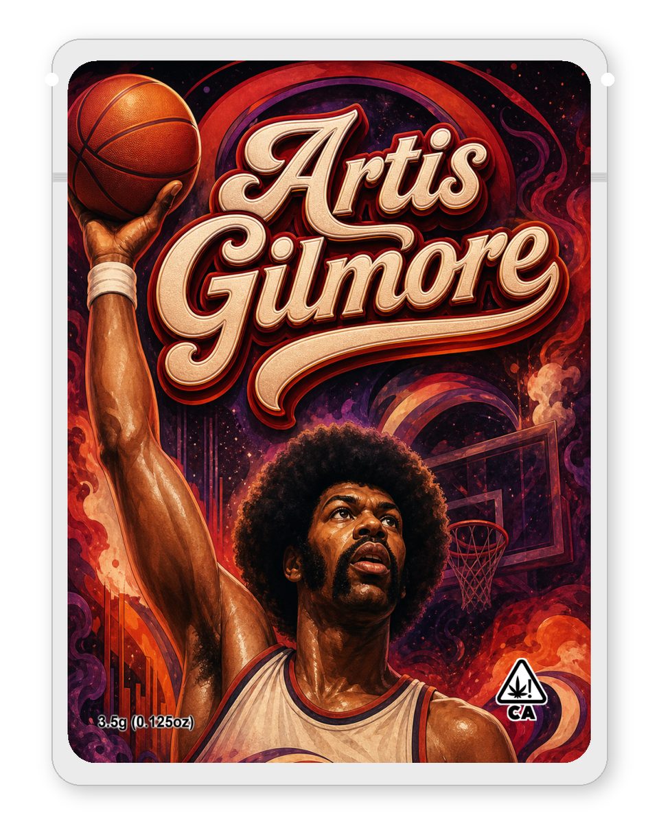 Artis Gilmore custom 4"x5" mylar bag design (front)