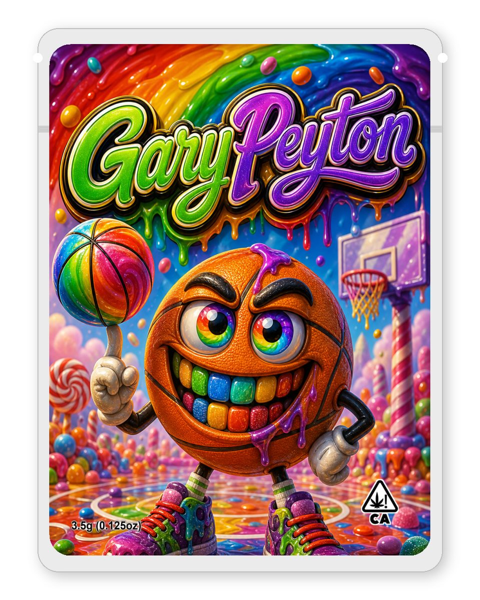 GaryPeyton custom 4"x5" mylar bag design (front)