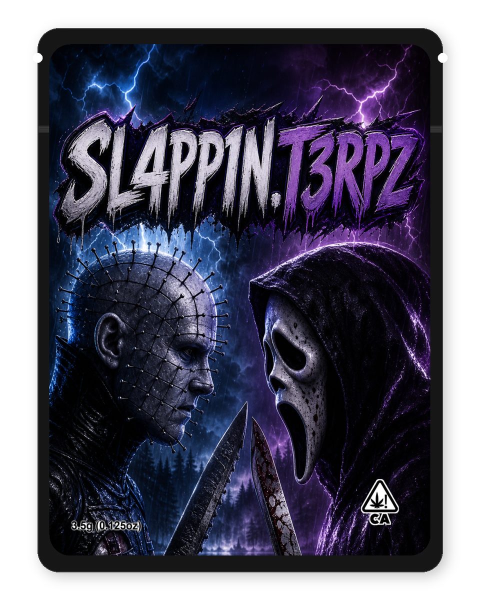 SL4PP1N.T3RPZ custom 4"x5" mylar bag design (front)