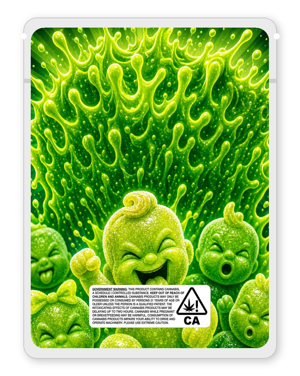 Sour Babies custom 4"x5" mylar bag design (back)