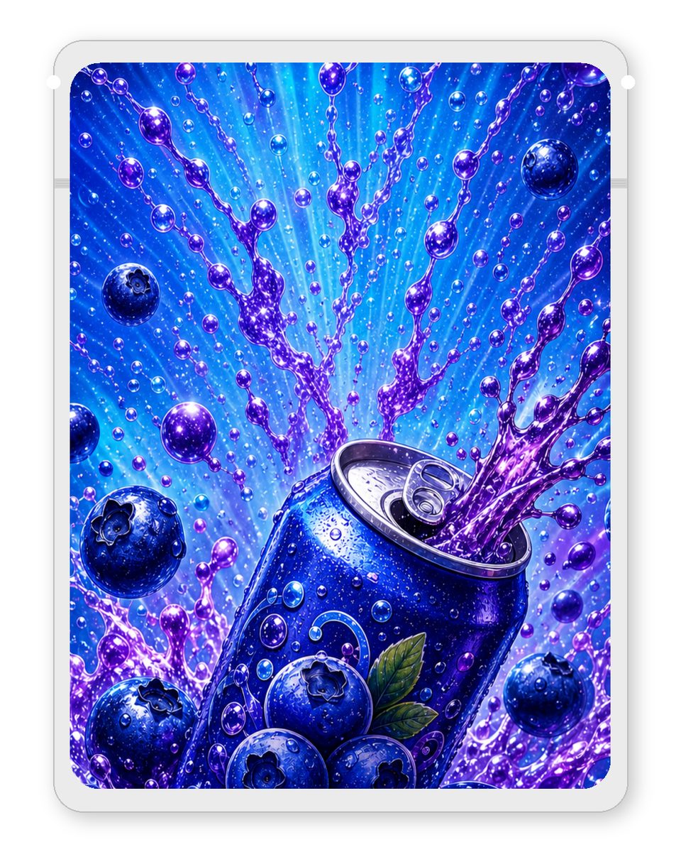 Blueberry Soda custom 4"x5" mylar bag design (back)