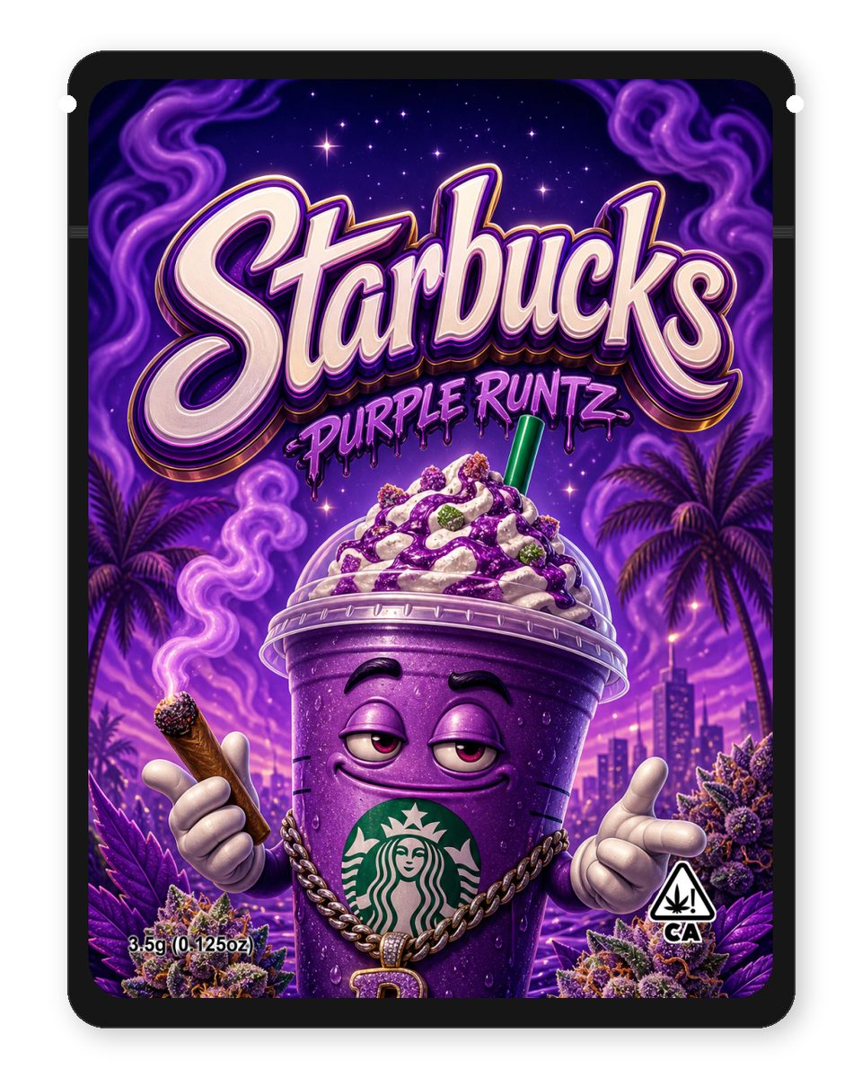 Starbucks custom 4"x5" mylar bag design (front)