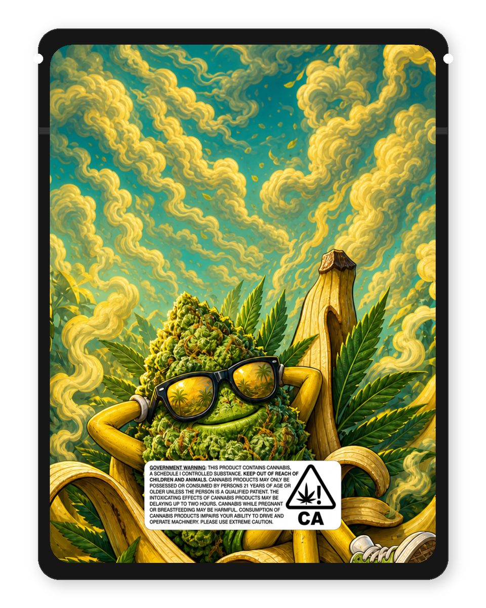 banana kush custom 4"x5" mylar bag design (back)