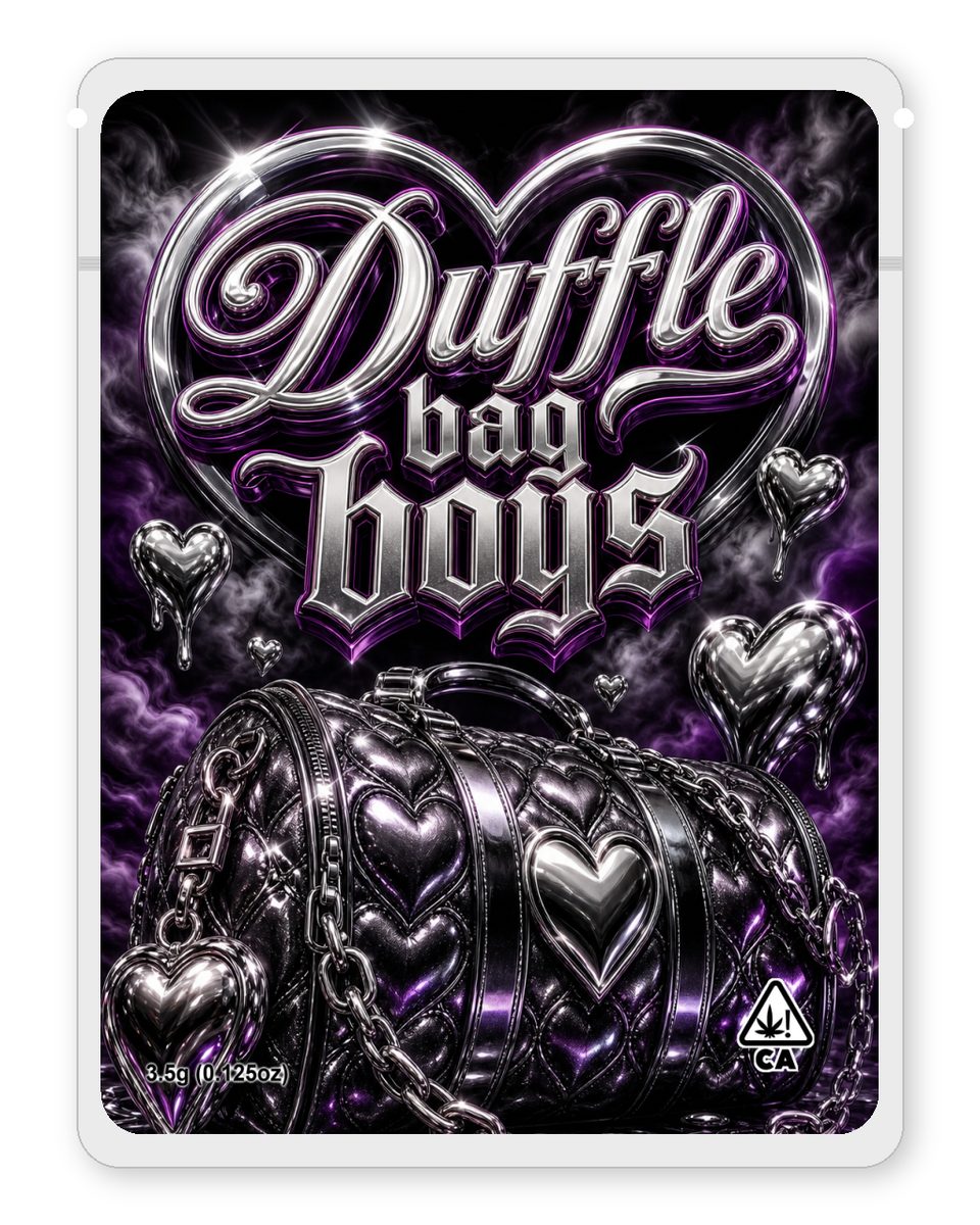 Duffle bag boys custom 4"x5" mylar bag design (front)